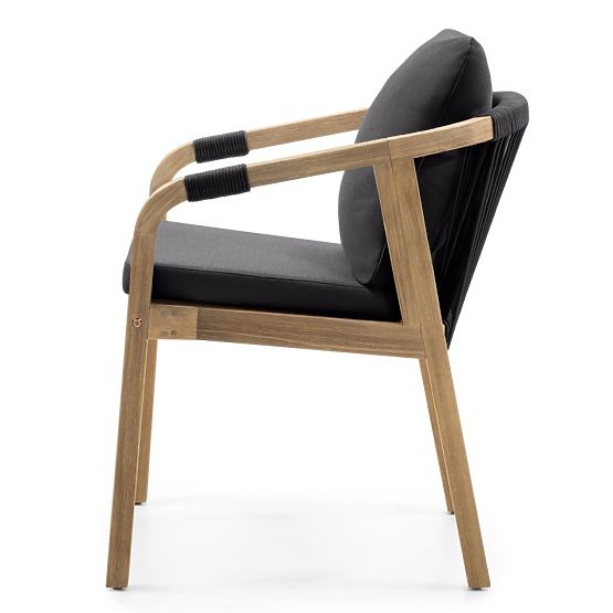 Sedia da giardino Castello con intreccio, legno di acacia FSC, effetto teak, grigio scuro