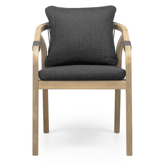 Sedia da giardino Castello con intreccio, legno di acacia FSC, effetto teak, grigio scuro