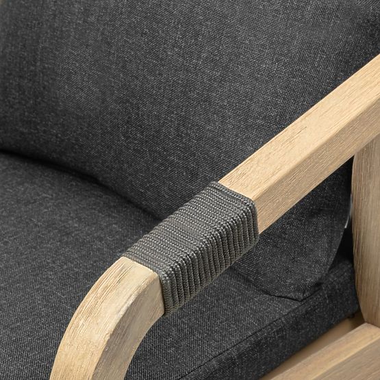 Sedia da giardino Castello con intreccio, legno di acacia FSC, effetto teak, grigio scuro