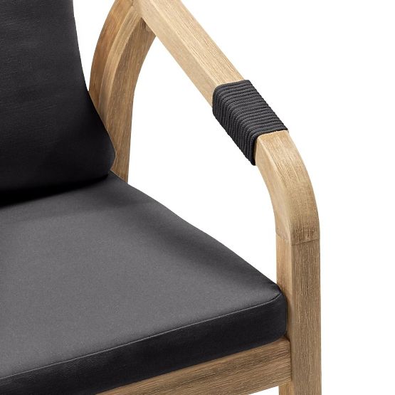 Sedia da giardino Castello con intreccio, legno di acacia FSC, effetto teak, grigio scuro