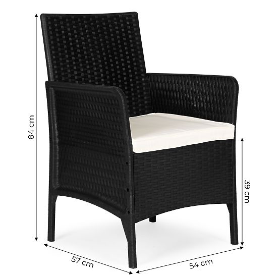 Sedia da giardino con cuscino per balcone, terrazza, giardino nera MultiGarden