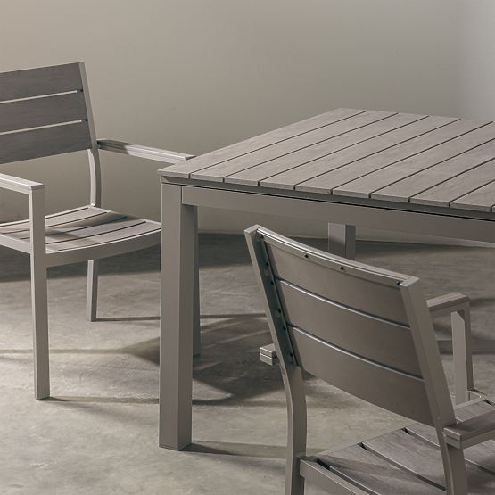 Sedia da giardino Drillo in alluminio, beige-grigio, polywood