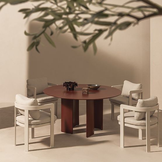 Sedia da giardino Japori in alluminio, beige chiaro, arrotondata