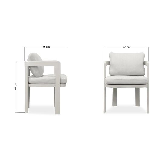 Sedia da giardino Japori in alluminio, beige chiaro, arrotondata