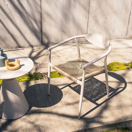 Sedia da giardino Piretto, rattan sintetico, alluminio, beige chiaro/marrone chiaro