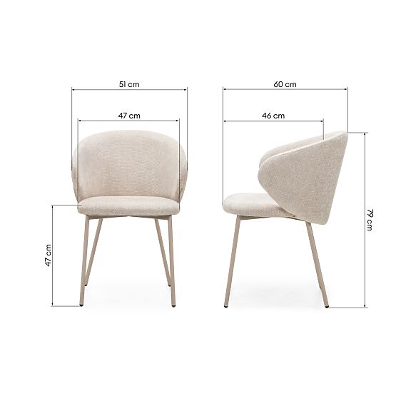 Sedia da pranzo Adrano, beige chiaro/gambe beige