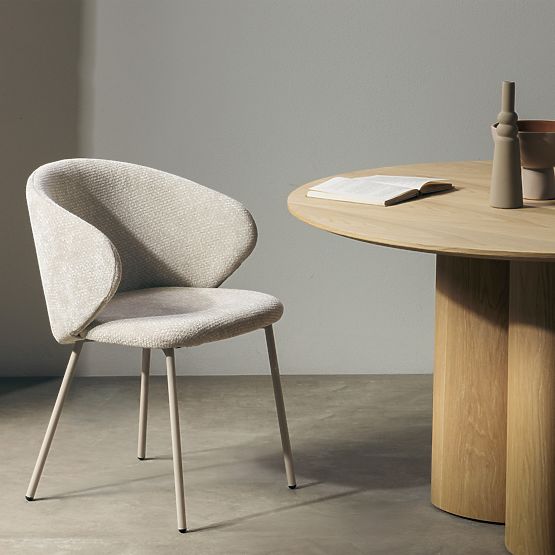 Sedia da pranzo Adrano, beige chiaro/gambe beige