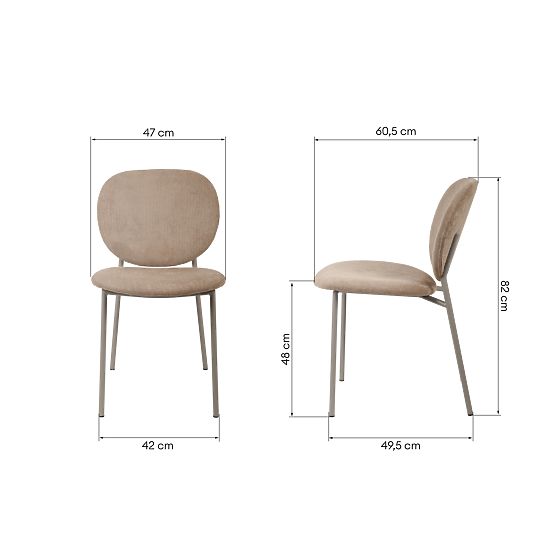 Sedia da pranzo Alexa, marrone chiaro/gambe beige
