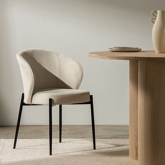 Sedia da pranzo Avery beige chiaro/gambe nere