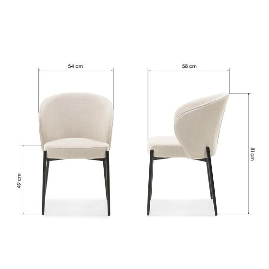 Sedia da pranzo Avery beige chiaro/gambe nere