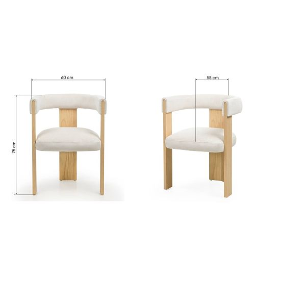 Sedia da pranzo Bali, beige/frassino