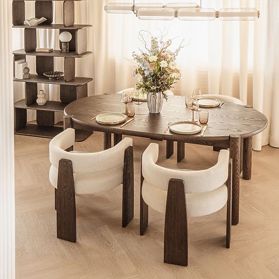 Sedia da pranzo Bruna, beige, rovere mocha