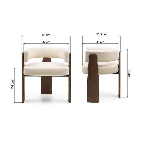 Sedia da pranzo Bruna, beige, rovere mocha