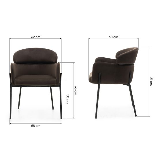 Sedia da pranzo Granda, cioccolato/espresso, velluto