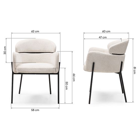 Sedia da pranzo Granda, ecru/gambe nere