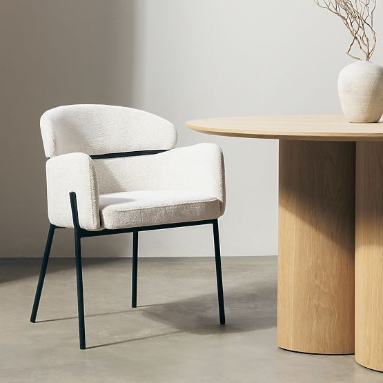 Sedia da pranzo Granda, ecru/gambe nere