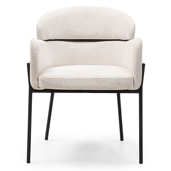 Sedia da pranzo Granda, ecru/gambe nere