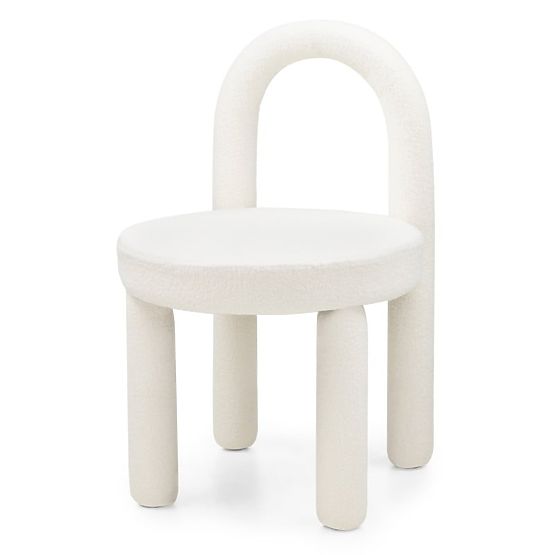 Sedia da pranzo Ivo, ecru, bouclé
