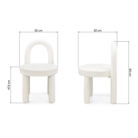Sedia da pranzo Ivo, ecru, bouclé