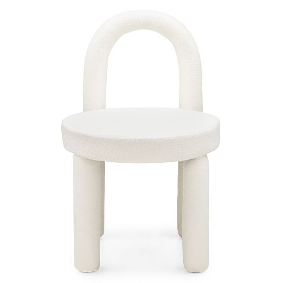 Sedia da pranzo Ivo, ecru, bouclé