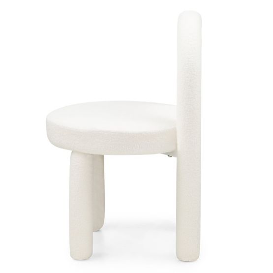 Sedia da pranzo Ivo, ecru, bouclé