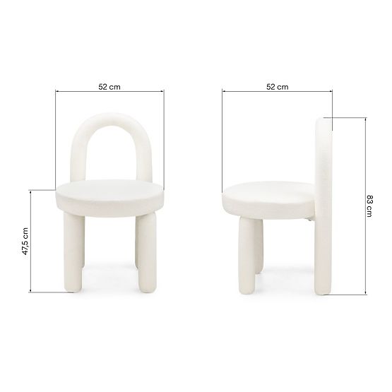 Sedia da pranzo Ivo, ecru, bouclé