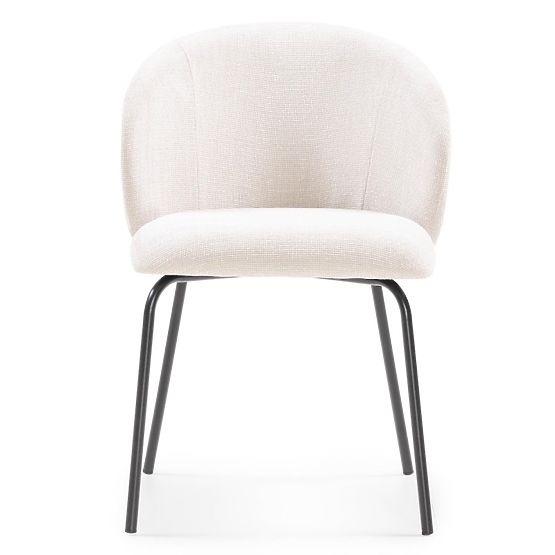 Sedia da pranzo Larisa, beige chiaro/gambe nere