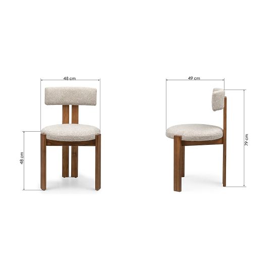 Sedia da pranzo Matteo, beige-crema/marrone