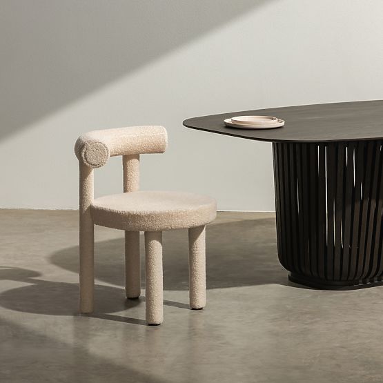 Sedia da pranzo Pedro 2.0, beige, bouclé