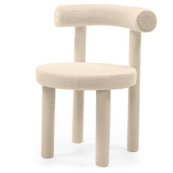 Sedia da pranzo Pedro 2.0, crema, boucle