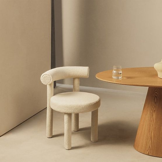 Sedia da pranzo Pedro 2.0, crema, boucle