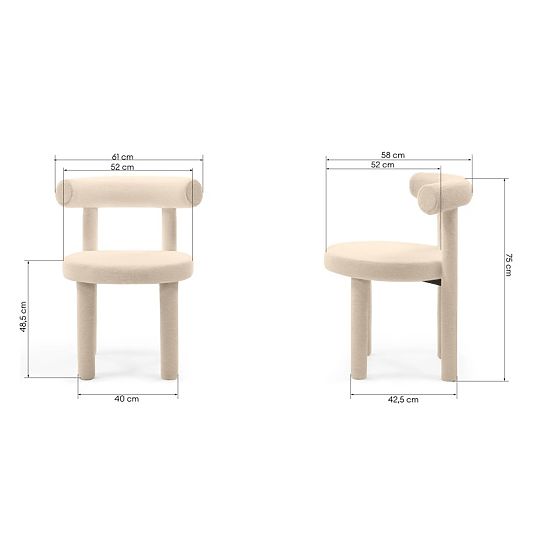 Sedia da pranzo Pedro 2.0, crema, boucle