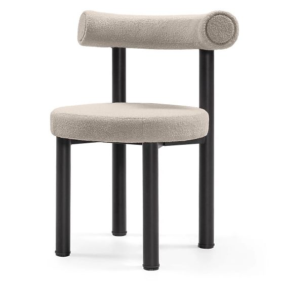 Sedia da pranzo Pedro, marrone-grigio/gambe nere, boucle