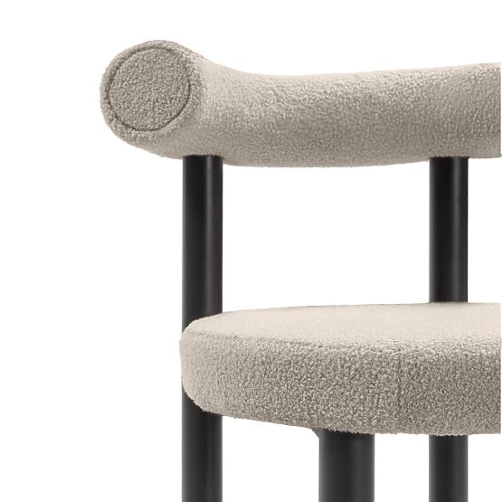 Sedia da pranzo Pedro, marrone-grigio/gambe nere, boucle