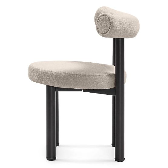 Sedia da pranzo Pedro, marrone-grigio/gambe nere, boucle