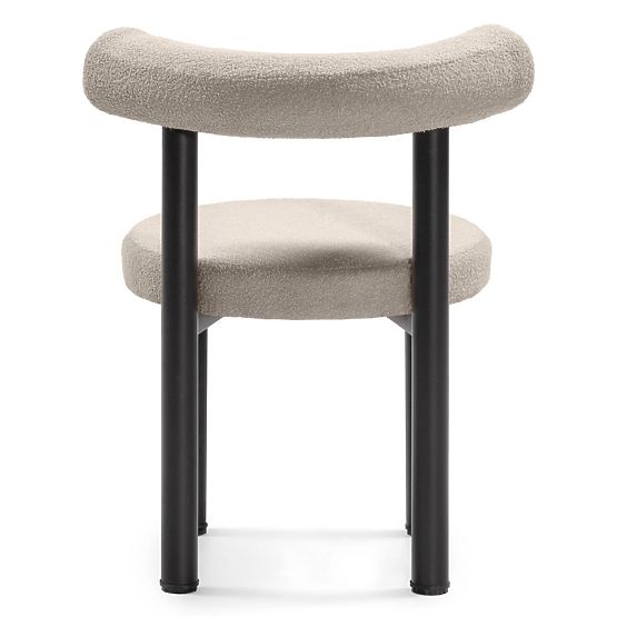 Sedia da pranzo Pedro, marrone-grigio/gambe nere, boucle