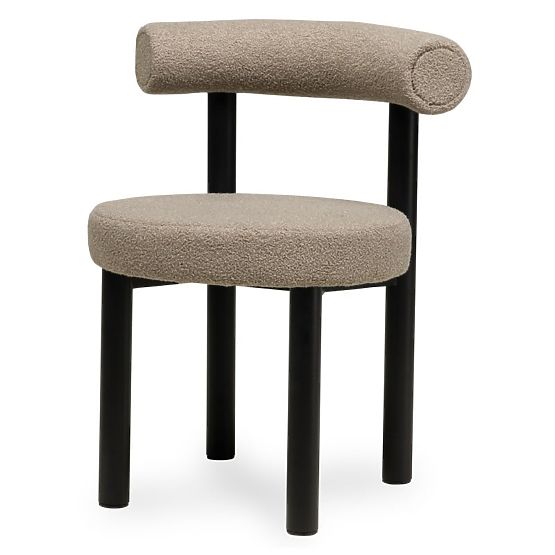 Sedia da pranzo Pedro, marrone-grigio/gambe nere, boucle