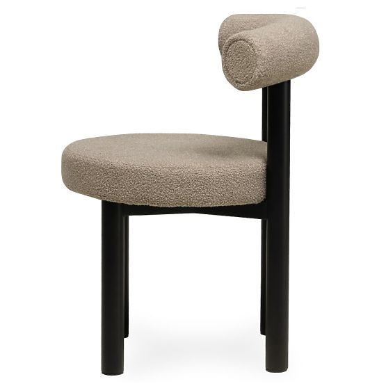 Sedia da pranzo Pedro, marrone-grigio/gambe nere, boucle