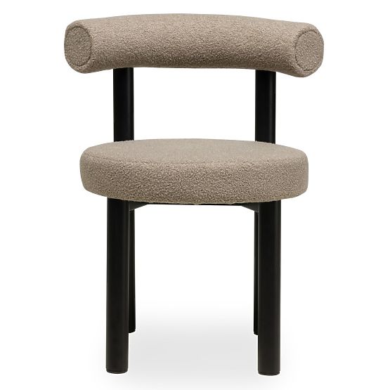 Sedia da pranzo Pedro, marrone-grigio/gambe nere, boucle
