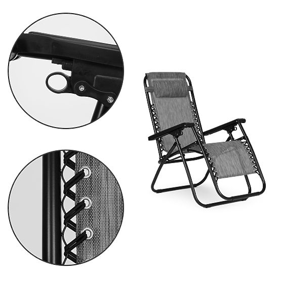 Sedia da spiaggia da giardino con schienale regolabile ZERO GRAVITY ModernHome - grigio