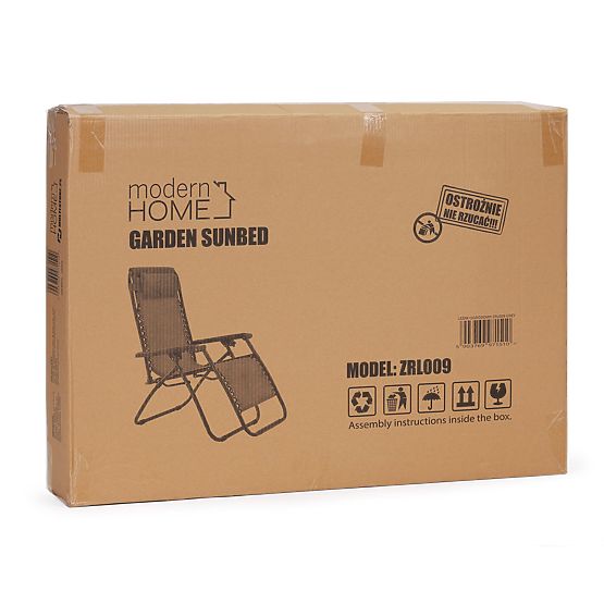 Sedia da spiaggia da giardino con schienale regolabile ZERO GRAVITY ModernHome - grigio