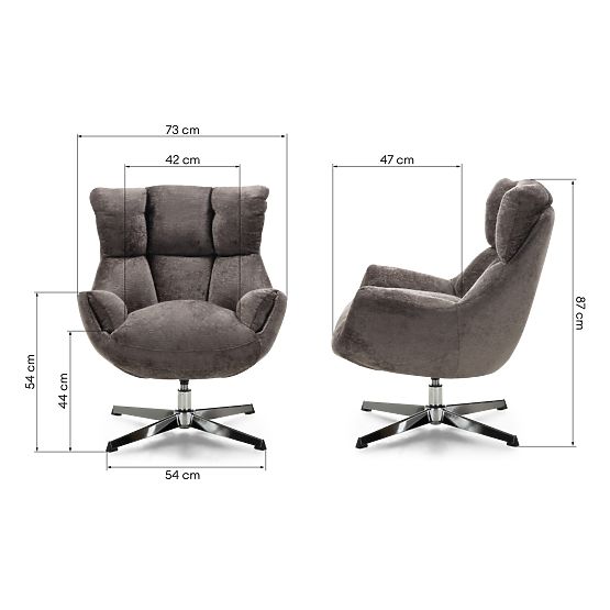 Sedia girevole Bolzano, marrone-grigio/gambe cromate