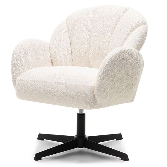 Sedia girevole Casablanca bianca, bouclé