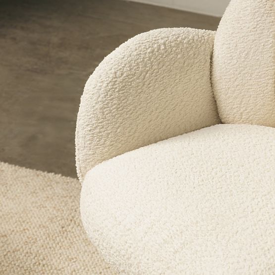 Sedia girevole Casablanca bianca, bouclé