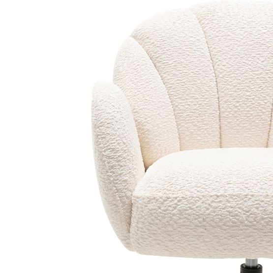 Sedia girevole Casablanca bianca, bouclé