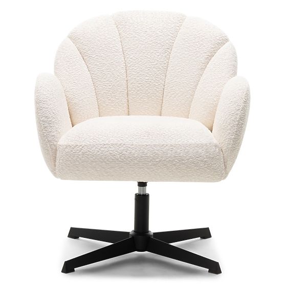 Sedia girevole Casablanca bianca, bouclé