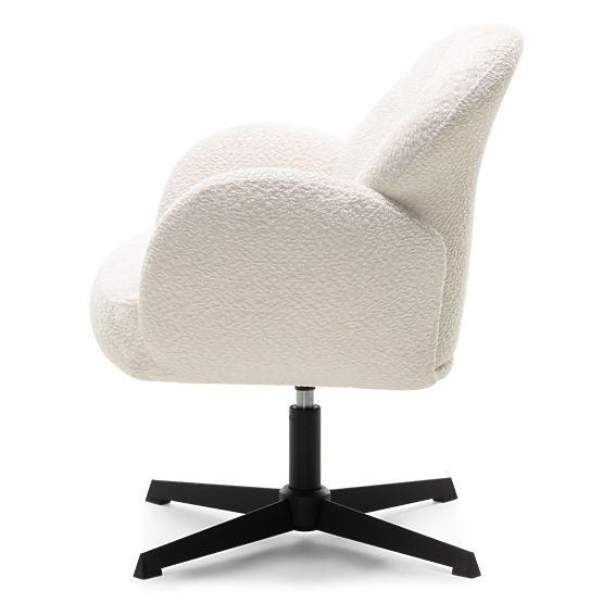 Sedia girevole Casablanca bianca, bouclé