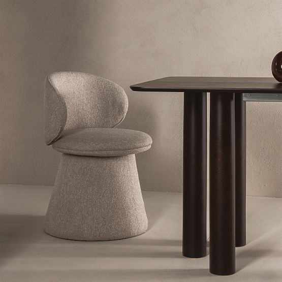 Sedia girevole Chamil beige-grigio, arrotondata