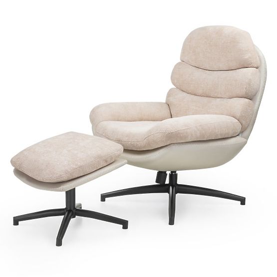 Sedia girevole con poggiapiedi Prima beige