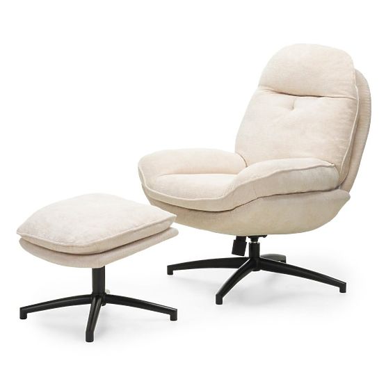 Sedia girevole con poggiapiedi Verano beige